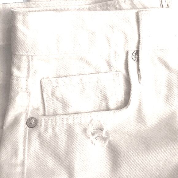 NEW w Tag Free People JEANS Sz 25 CHALK WHITE Tapered Boyfriend Knees Distressed - Picture 11 of 16